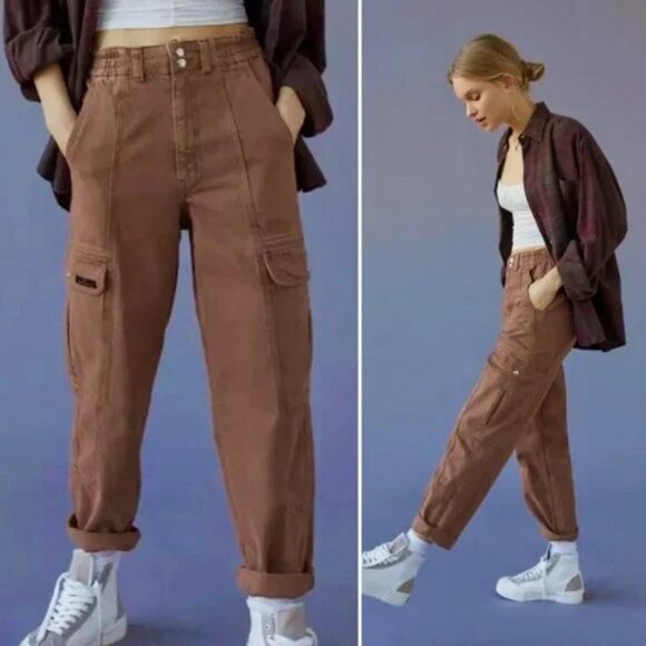 BDG Urban Outfitters High-Waisted Cargo Relaxed Skate Jean Brown- Size 24 - Picture 1 of 14